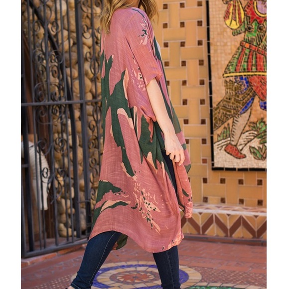 Sage Floral Print Kimono - Picture 3 of 4